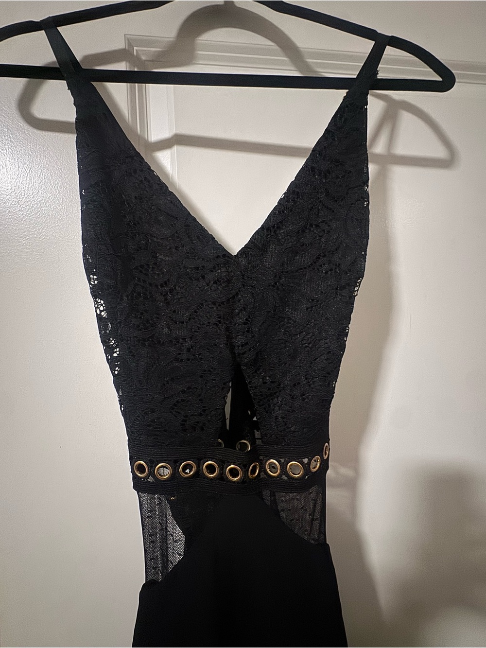 Fashion Nova Black Tiered Ruffled Maxi Skirt with Sheer Polka Panels